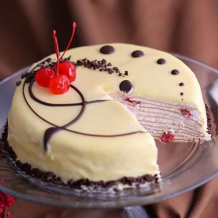 Tall Cake with Cherries on Top