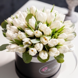 Small Luxury Box with White Tulips