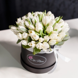 Small Luxury Box with White Tulips