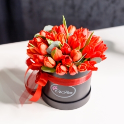 Small Luxury Box with Red Tulips