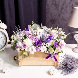 Natural Crate with Mixed Flowers