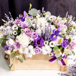 Natural Crate with Mixed Flowers