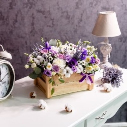 Natural Crate with Mixed Flowers