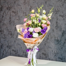 Bouquet of 15 White-Pink-Purple Lisianthus