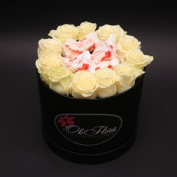 Box with White Roses and Raffaello