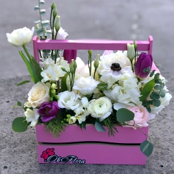 Pink box with white flowers