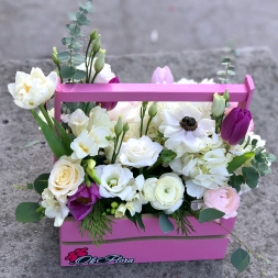 Pink box with white flowers