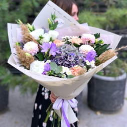 Cream-Purple Bouquet with Hydrangea