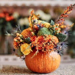 Autumn Flowers in Pumpkin