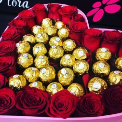 Heart with roses and Ferrero