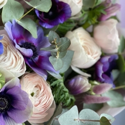 Bouquet of Ranunculus and Purple Anemones