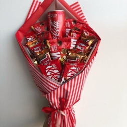 Bouquet with Chocolates and Cola