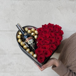 Heart with Roses, Ferrero Rocher and Baileys