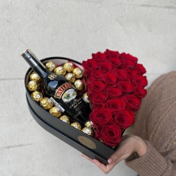 Heart with Roses, Ferrero Rocher and Baileys