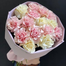 Bouquet of White and Pink French Roses