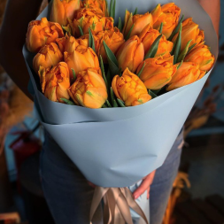 Bouquet of Orange Double Tulips