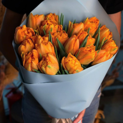 Bouquet of Orange Double Tulips