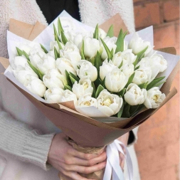 Bouquet of White Double Tulips