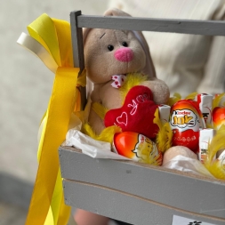 Crate with Plush Bunny and Kinder