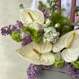 Easter box with Anthurium, Lilac and Candles
