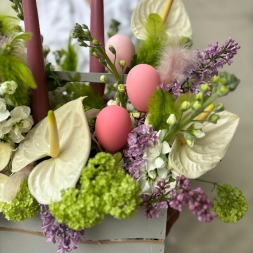 Easter box with Anthurium, Lilac and Candles