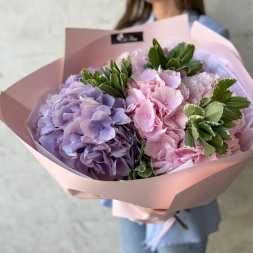 Bouquet of Pink and Purple Hydrangeas
