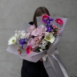 Pink Flower Arrangement in Basket