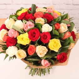 51 Trandafiri multicolori 30-40cm