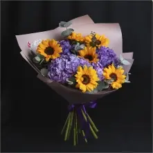 Buchet cu Hortensii si Floarea Soarelui alt vedere product