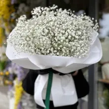 Bouquet of White Gypsophila in White Paper alt vedere product