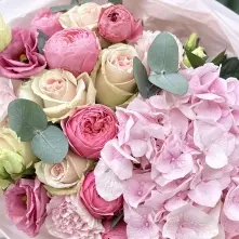 Buchet Hortensie Roz Trandafiri și Lisianthus alt vedere product 5