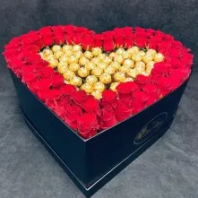 Heart Box Roses and Ferrero Rocher alt vedere product 2